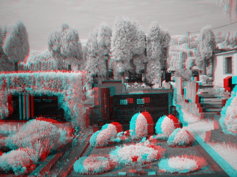 3D infrared anaglyph of cemetery Simple chacha method